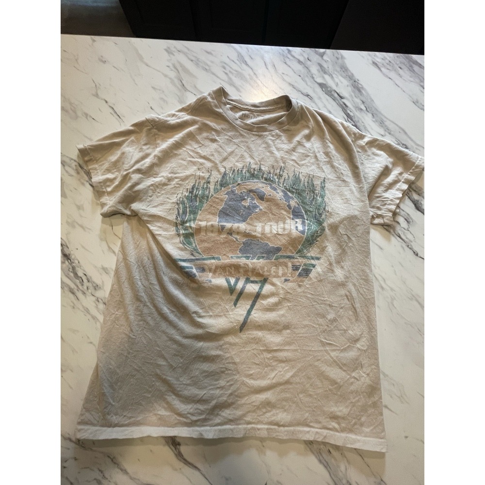 Van Halen 1979 World Tour Graphic T-shirt Size M Beige Short Sleeve Music